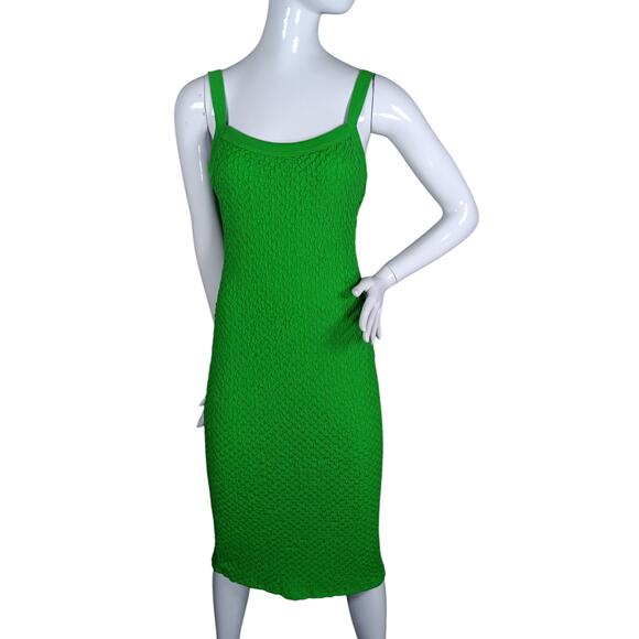 Fashion Nova Sarah Textured Midi Dress Green Size Large NWT - Picture 2 of 11